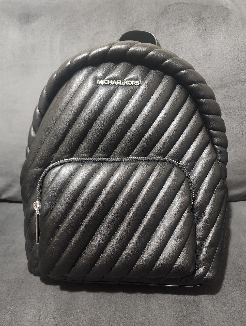 Michael Kors Black Quilted Rope-Trim Backpack - Vegan Faux Leather
